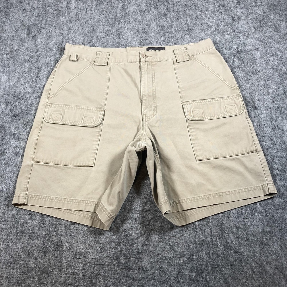 Eddie Bauer Mens‎ 36 Beige Canvas Cargo Shorts Utility Pockets Casual